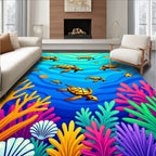 Vibrant Sea Turtle Coral Reef Wonderland Rug