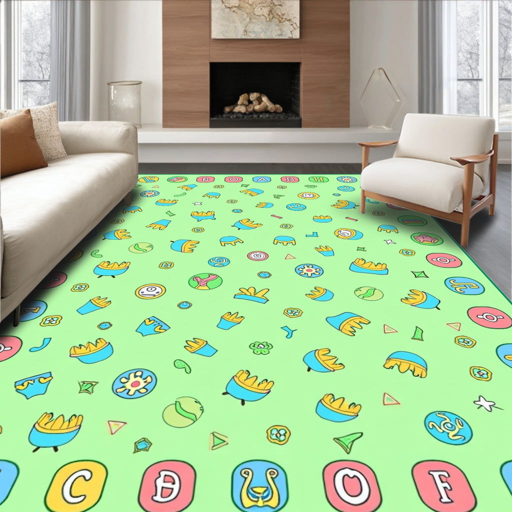 Whimsical Colorful Abstract Icons Rug