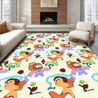 Playful Cartoon Figures In Soft Colors Rug