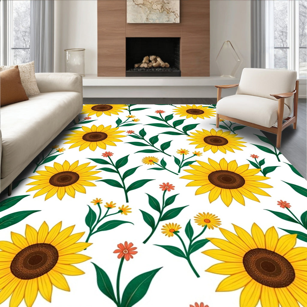 Yellow Sunflower Garden Botanical Meadow Rug