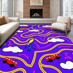 Whimsical Purple Transportation Maze Rug