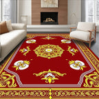Crimson Gold Floral Medallion Rug