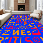 Vibrant Red Orange Alphabet Collage Rug