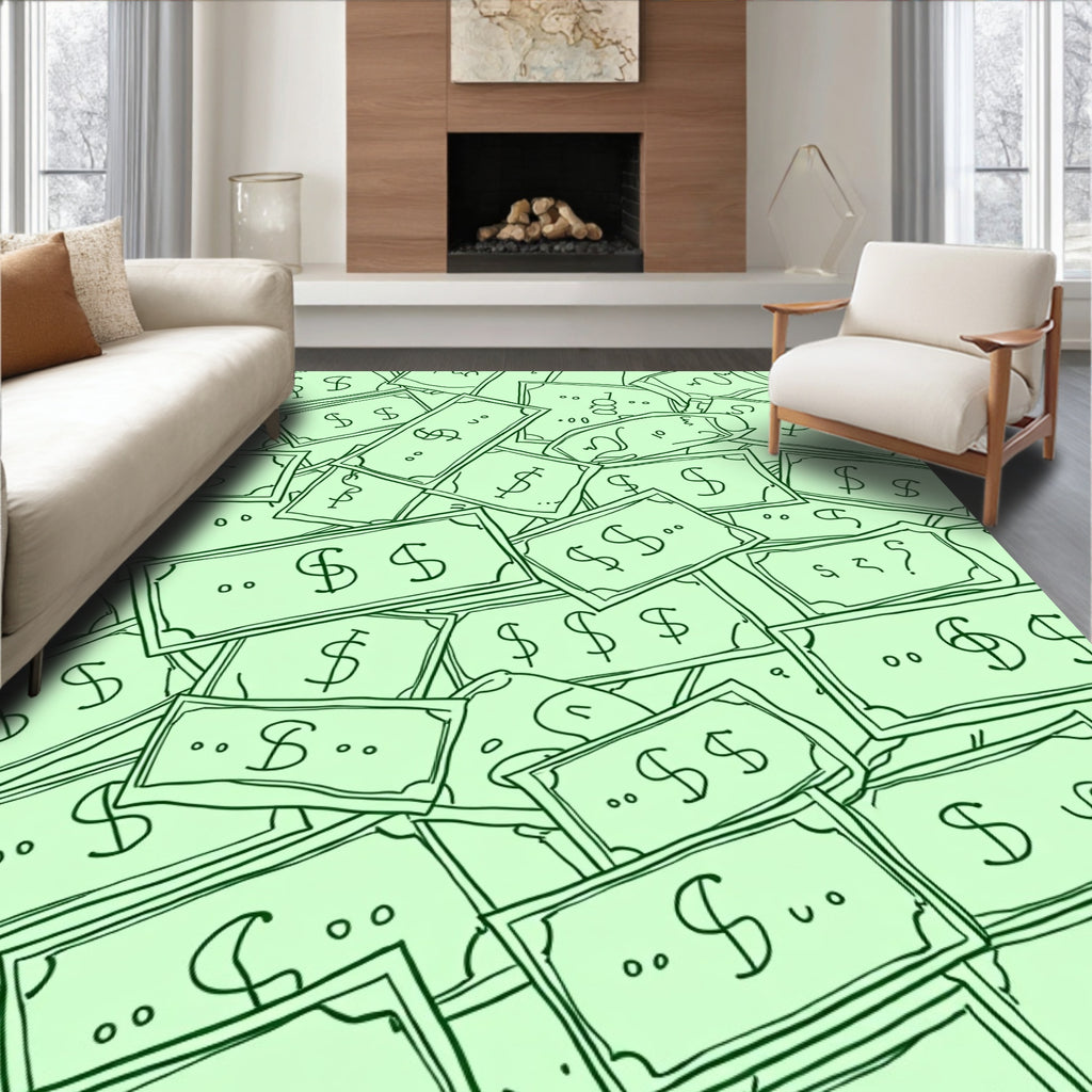 Green Dollar Bills Scatter Rug