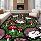 Whimsical Hedgehog Mushroom Garden Rug