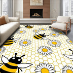 Charming Bees And Daisies Honeycomb Rug
