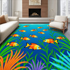 Orange Yellow Striped Fish Coral Garden Rug