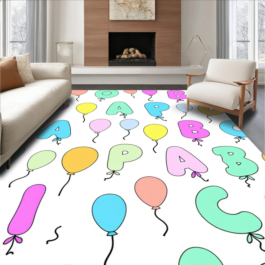 Playful Pastel Alphabet Balloons Rug