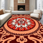 Crimson Mandala Floral Medallion Rug
