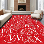 Crimson Alphabet Flourish Art Rug