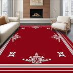 Crimson White Ornate Corner Floral Rug