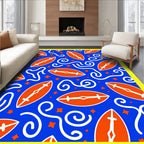 Orange Rugby Stars Swirl Arrangement Rug