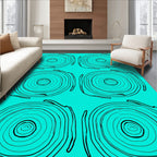 Teal Black Concentric Rings Medallion Rug