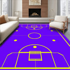 Purple Yellow Basketball Court Graphic Rug