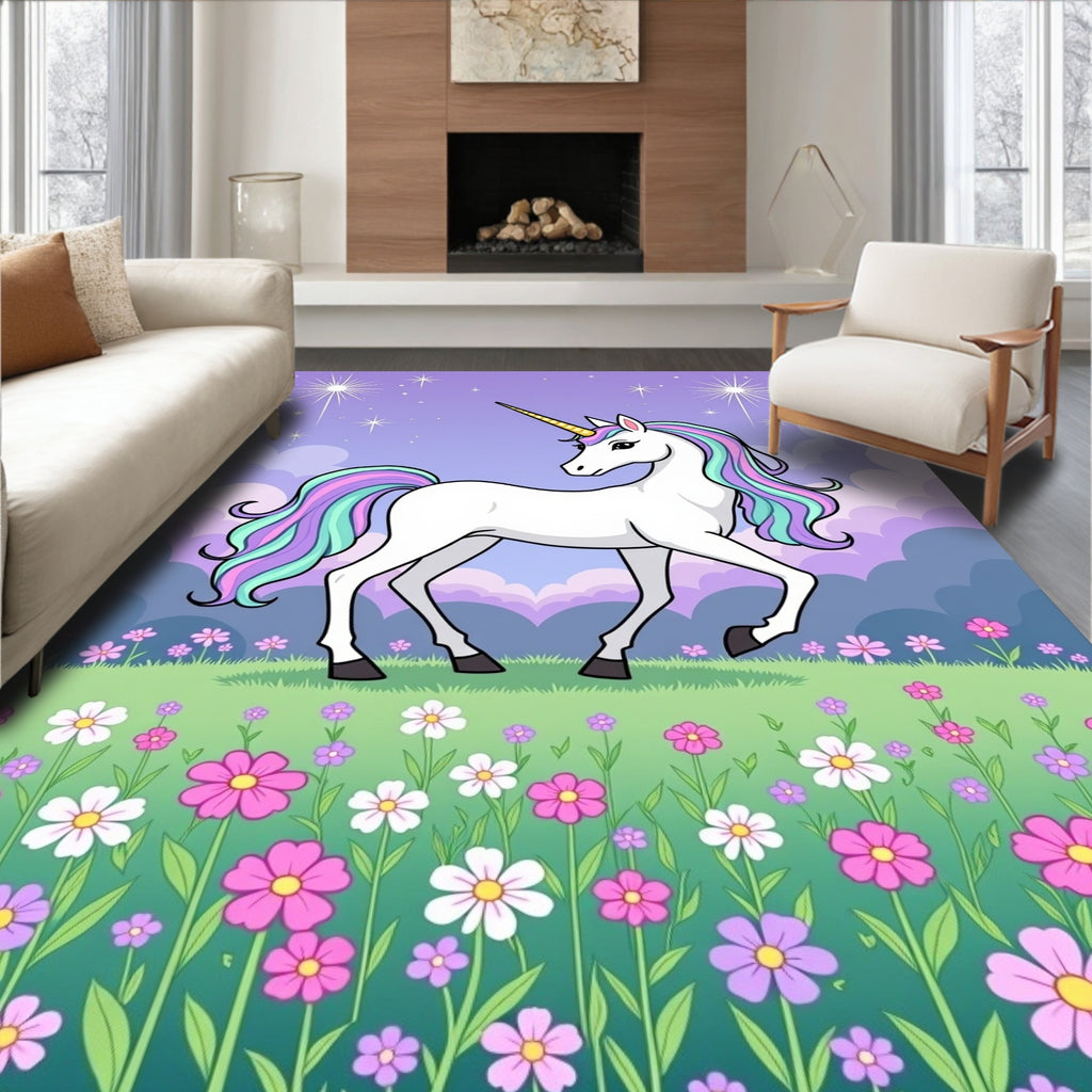 Magical Unicorn Field Pastel Dream Rug