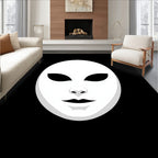 Mysterious White Mask Black Background Rug