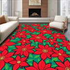 Bold Red Floral Teal Garden Rug