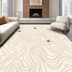 Organic Cream Brown Swirl Topography Rug