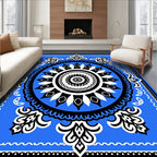 Bold Blue Black White Medallion Radiance Rug