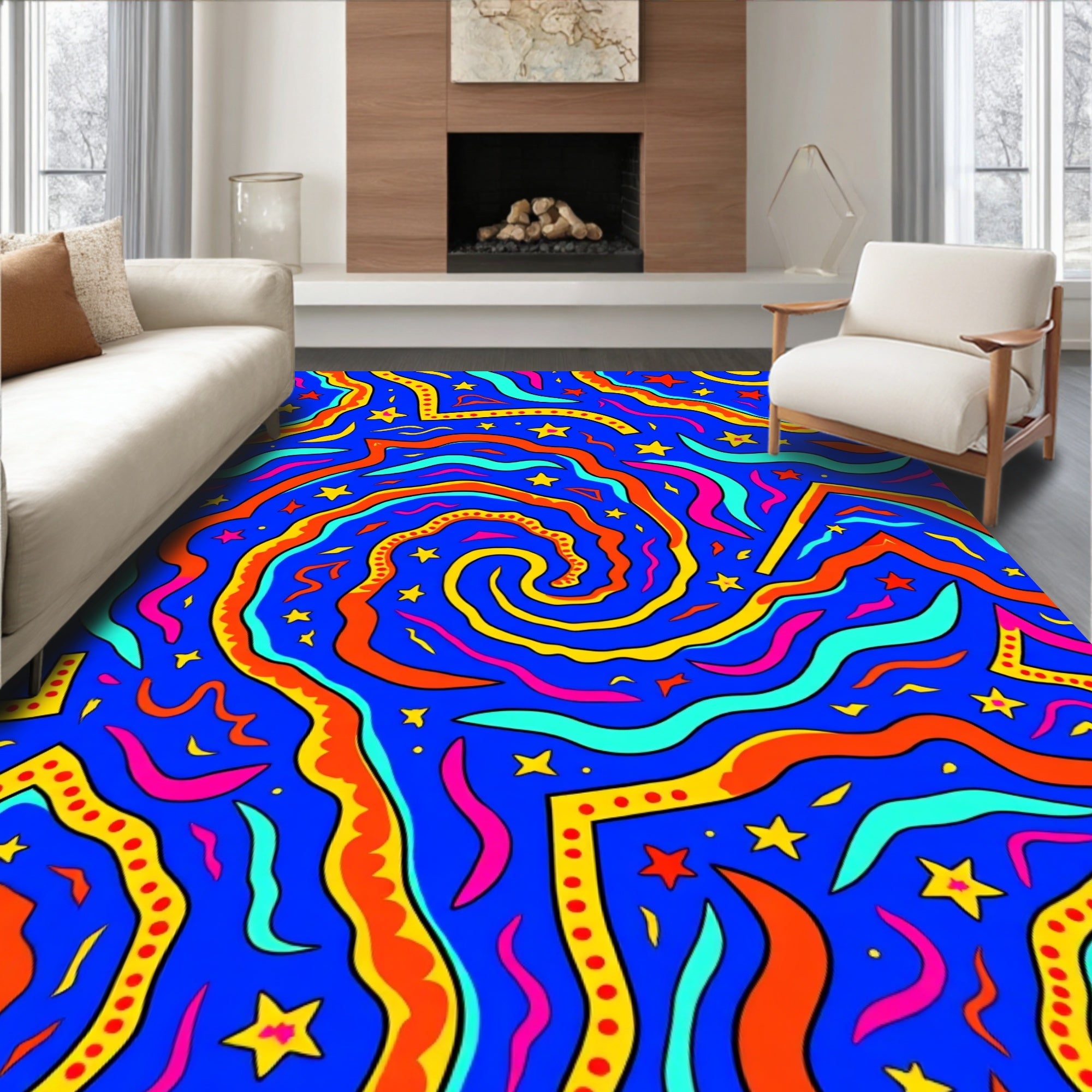 Whimsical Starry Waves Rug