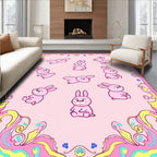 Retro Pink Bunny Swirl Frame Rug
