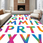 Vivid Rainbow Alphabet Gradient Rug
