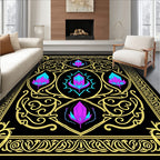 Black Yellow Crystal Floral Abstraction Rug