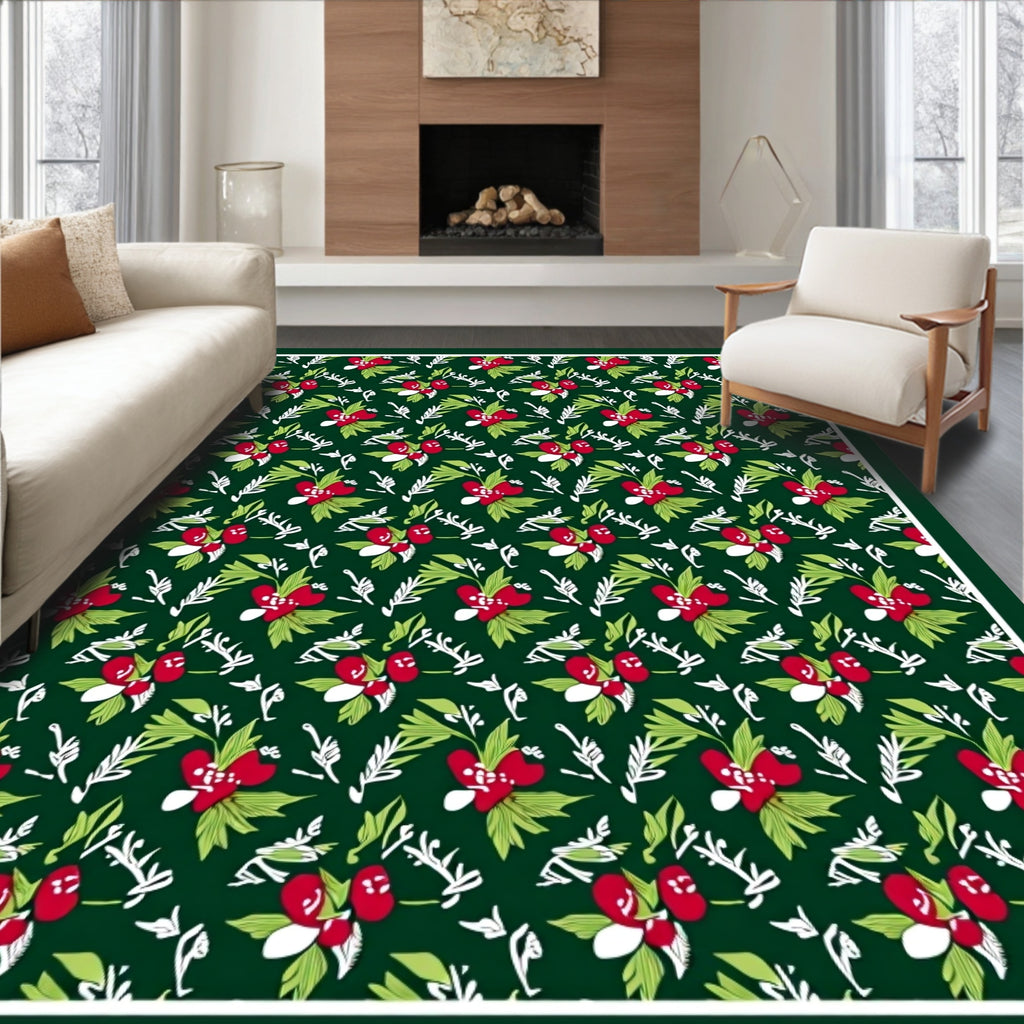 Deep Forest Red Berry Botanical Repeats Rug