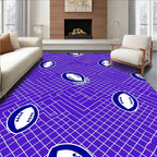 Royal Blue Football Geometric Grid Rug