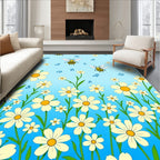 Whimsical Bees And Daisies Meadow Rug
