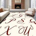 Crimson Script Alphabet Collage Rug