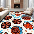 Orange Blue Circles Geometric Dots Rug