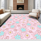 Pink Floral Blooms With Letters Rug