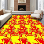 Bold Red Yellow Floral Repeat Rug