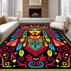 Tribal Chief Red Yellow Blue Feathers Rug
