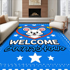 Cute White Mouse Heart Blue Rug