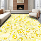 Whimsical Yellow Abstract Flower Clusters Rug