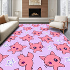 Pink Kawaii Kitty Star Sprinkle Rug