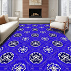 Blue White Geometric Floral Medallion Rug