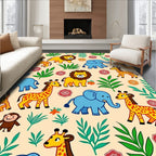 Safari Jungle Animals Tropical Leaves Rug