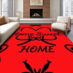 Red Black Heart Swirl Decorative Rug
