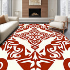Terracotta Scrolls Damask Rug