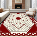 Crimson Labyrinth Geometric Shield Rug