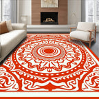 Vibrant Red Sunburst Medallion Rug