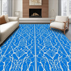 White Labyrinth Blue Ornate Rug