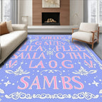 Periwinkle Pink Ornate Lettering Rug
