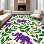 Purple Elephant Jungle Critters Rug