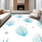 Aqua Coral Stars Botanical Splash Rug