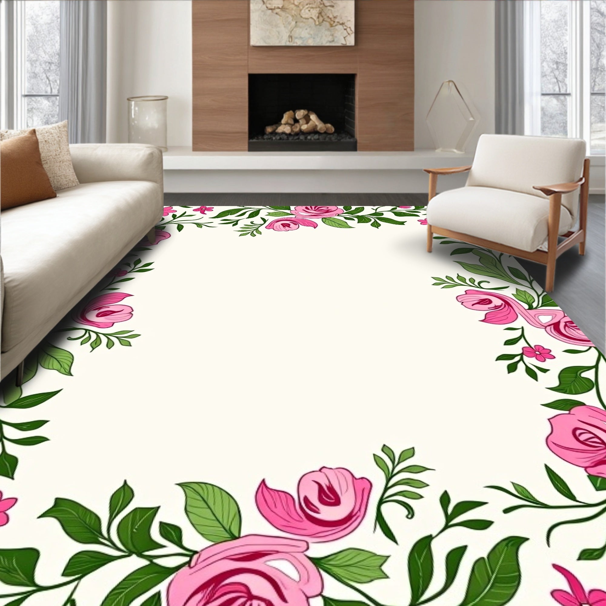 Pink Blossom Garden Vine Rug