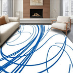 Bold Cobalt Swirls Abstract Lines Rug